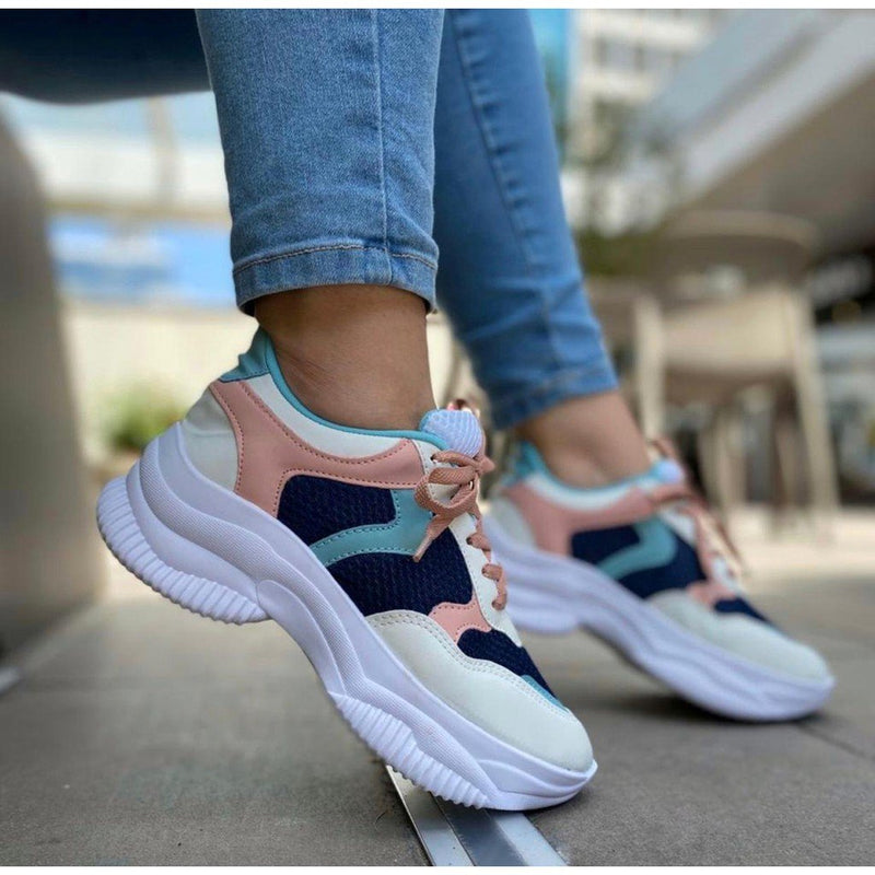 Tênis Sneaker Chunky Colors Plataforma Feminino (enviado de são paulo)
