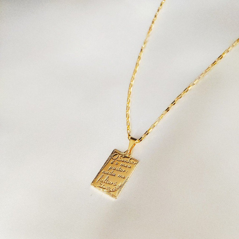Corrente Masculina  Banhada a ouro 18k - Pingente Salmo 23