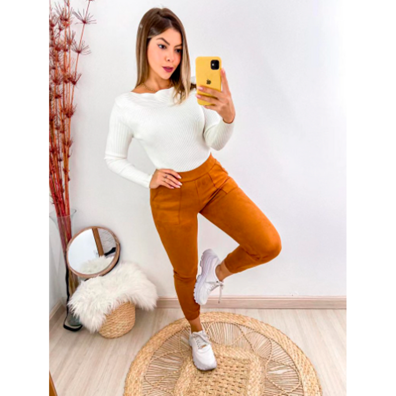 Calça Jogger Suede | Mostarda