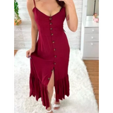 Vestido mullet com botões
